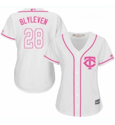 Womens Majestic Minnesota Twins 28 Bert Blyleven Authentic White Fashion Cool Base MLB Jersey