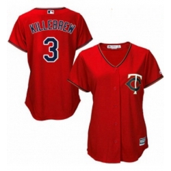 Womens Majestic Minnesota Twins 3 Harmon Killebrew Authentic Scarlet Alternate Cool Base MLB Jersey