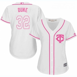 Womens Majestic Minnesota Twins 32 Zach Duke Authentic White Fashion Cool Base MLB Jersey 