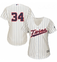 Womens Majestic Minnesota Twins 34 Kirby Puckett Authentic Cream Alternate Cool Base MLB Jersey