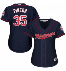 Womens Majestic Minnesota Twins 35 Michael Pineda Authentic Navy Blue Alternate Road Cool Base MLB Jersey 