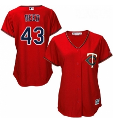 Womens Majestic Minnesota Twins 43 Addison Reed Authentic Scarlet Alternate Cool Base MLB Jersey 