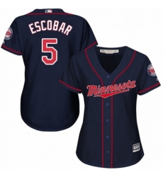 Womens Majestic Minnesota Twins 5 Eduardo Escobar Authentic Navy Blue Alternate Road Cool Base MLB Jersey 