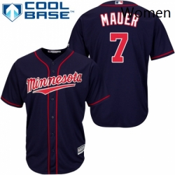 Womens Majestic Minnesota Twins 7 Joe Mauer Authentic Navy Blue Alternate Road Cool Base MLB Jersey