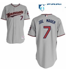 Womens Majestic Minnesota Twins 7 Joe Mauer Replica Grey Road Cool Base MLB Jersey