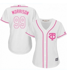 Womens Majestic Minnesota Twins 99 Logan Morrison Replica White Fashion Cool Base MLB Jersey 