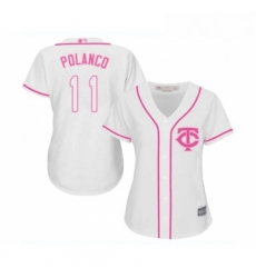 Womens Minnesota Twins 11 Jorge Polanco Replica White Fashion Cool Base Baseball Jersey 