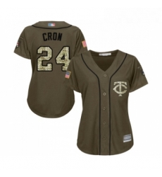 Womens Minnesota Twins 24 C J Cron Authentic Green Salute to Service Baseball Jersey 