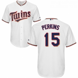 Youth Majestic Minnesota Twins 15 Glen Perkins Replica White Home Cool Base MLB Jersey