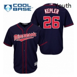 Youth Majestic Minnesota Twins 26 Max Kepler Replica Navy Blue Alternate Road Cool Base MLB Jersey