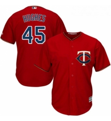 Youth Majestic Minnesota Twins 45 Phil Hughes Authentic Scarlet Alternate Cool Base MLB Jersey