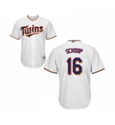 Youth Minnesota Twins 16 Jonathan Schoop Replica White Home Cool Base Baseball Jersey 