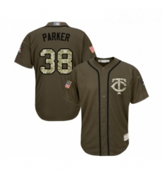 Youth Minnesota Twins 38 Blake Parker Authentic Green Salute to Service Baseball Jersey 