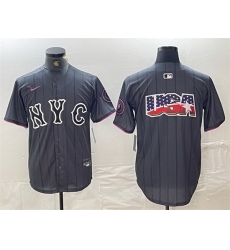 Men New York Mets Team Big Logo Graphite 2024 City Connect Limited Stitched Baseball Jerseys