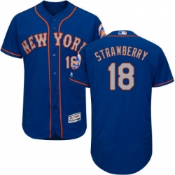 Mens Majestic New York Mets 18 Darryl Strawberry RoyalGray Alternate Flex Base Authentic Collection MLB Jersey