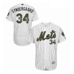 Mens Majestic New York Mets 34 Noah Syndergaard Authentic White 2016 Memorial Day Fashion Flex Base Jersey 