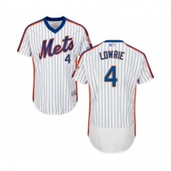 Mens New York Mets 4 Jed Lowrie White Alternate Flex Base Authentic Collection Baseball Jersey