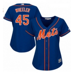 Womens Majestic New York Mets 45 Zack Wheeler Replica Royal Blue Alternate Home Cool Base MLB Jersey