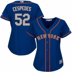 Womens Majestic New York Mets 52 Yoenis Cespedes Authentic Royal Blue Alternate Road Cool Base MLB Jersey