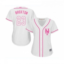 Womens New York Mets 23 Keon Broxton Authentic White Fashion Cool Base Baseball Jersey 