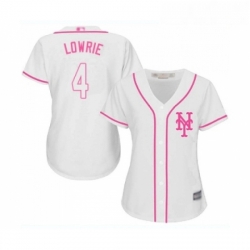 Womens New York Mets 4 Jed Lowrie Authentic White Fashion Cool Base Baseball Jersey 