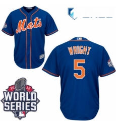 Youth Majestic New York Mets 5 David Wright Replica Royal Blue Alternate Home Cool Base 2015 World Series MLB Jersey