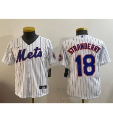 Youth New York Mets 18 Darryl Strawberry White Cool Base Stitched Baseball Jersey