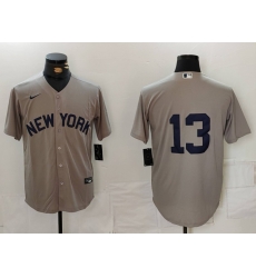 Men New York Yankees 13 Jazz Chisholm Jr  Grey Cool Base Stitched Baseball Jersey