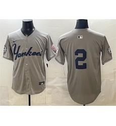 Men New York Yankees 2 Derek Jeter Grey With Patch Limited Stitched Baseball Jersey Men New York Yankees 2 Derek Jeter Grey With Patch Limited Stitched Baseball Jersey