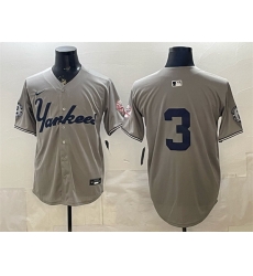 Men New York Yankees 3 Babe Ruth Grey With Patch Limited Stitched Baseball Jersey Men New York Yankees 3 Babe Ruth Grey With Patch Limited Stitched Baseball Jersey