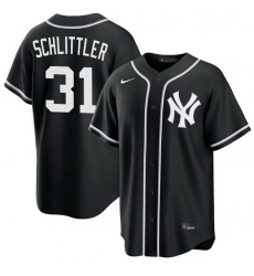 Men New York Yankees  31 Cam Schlittler 2026 Fashion Replica Black Out Stitched Baseball Jersey