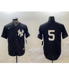 Men New York Yankees 5 Joe DiMaggio Black With Patch Cool Base Stitched Baseball Jersey