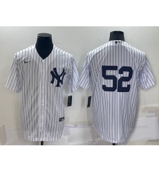 Men New York Yankees 52 C C  Sabathia White Cool Base Stitched Jersey