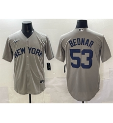 Men New York Yankees 53 David Bednar Grey Stitched Baseball Jersey Men New York Yankees 53 David Bednar Grey Stitched Baseball Jersey