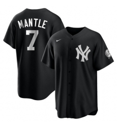 Men New York Yankees 7 Mickey Mantle Black Cool Base Stitched Jerseys