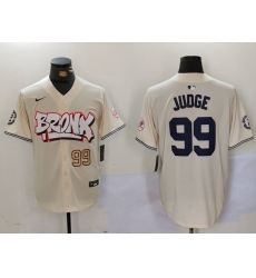 Men New York Yankees 99 Aaron Judge Cream The Bronx Graffiti V2 Vapor Limited Stitched Baseball Jersey 1