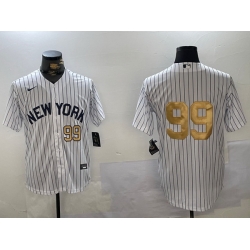 Men New York Yankees 99 Aaron Judge White Pinstripe Without Name Fashion Cool Base Jerseys