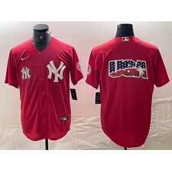 Men New York Yankees Big Logo Red Cool Base Stitched Baseball Jersey 1