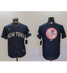 Men New York Yankees Navy Team Big Logo Cool Base Stitched Baseball Jersey 16