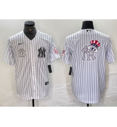 Men New York Yankees White Team Big Logo Cool Base Stitched Baseball Jersey 10