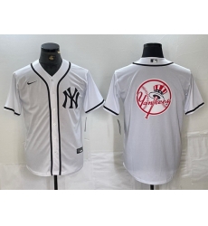 Men New York Yankees White Team Big Logo Cool Base Stitched Baseball Jersey 13