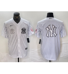 Men New York Yankees White Team Big Logo Cool Base Stitched Baseball Jersey 21