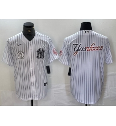 Men New York Yankees White Team Big Logo Cool Base Stitched Baseball Jersey 42