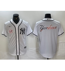 Men New York Yankees White Team Big Logo Cool Base Stitched Baseball Jersey 5