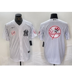 Men New York Yankees White Team Big Logo Cool Base Stitched Baseball Jersey 99