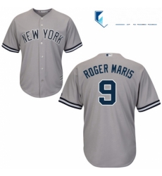 Mens Majestic New York Yankees 9 Roger Maris Replica Grey Road MLB Jersey