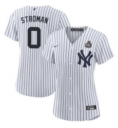 Women New York Yankees 0 Marcus Stroman White 2024 World Series With Name Cool Base Stitched Baseball Jersey