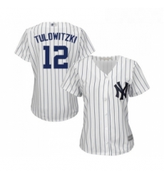 Womens New York Yankees 12 Troy Tulowitzki Authentic White Home Baseball Jersey 