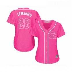 Womens New York Yankees 26 DJ LeMahieu Authentic Pink Fashion Cool Base Baseball Jersey 