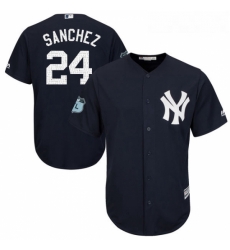 Youth Majestic New York Yankees 24 Gary Sanchez Authentic Navy Blue 2017 Spring Training Cool BaseMLB Jersey